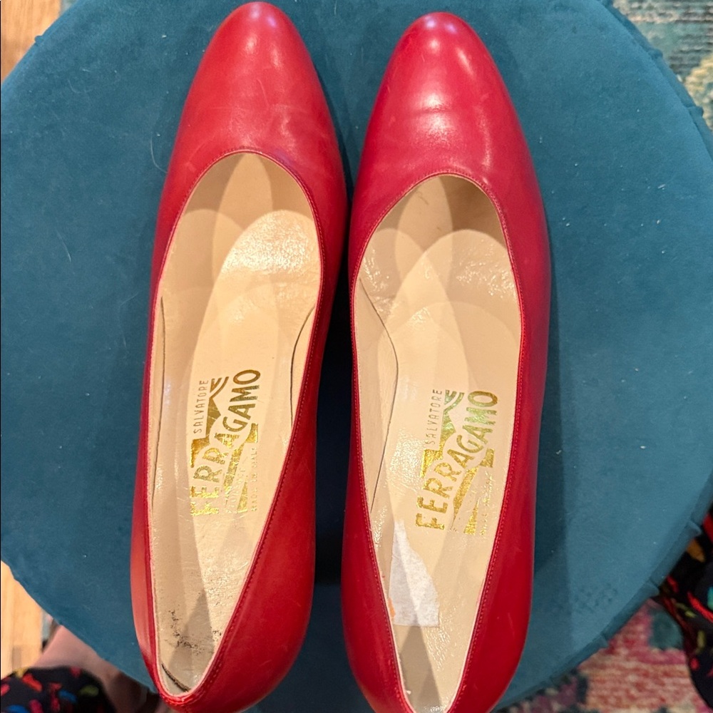 Salvatore Ferragamo Red Leather Heels